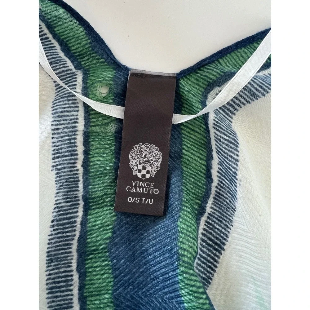 Vince Camuto Tropical Palm Print Kimono Wrap Blue Green Beach Cover Up O/S